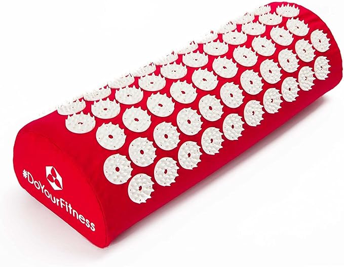 Acupressure Mat and Pillow Set - Relieves Stress, Back, Neck, and Sciatic Pain - Comes with a Vinyl Carry Bag for Storage and Travel - Red