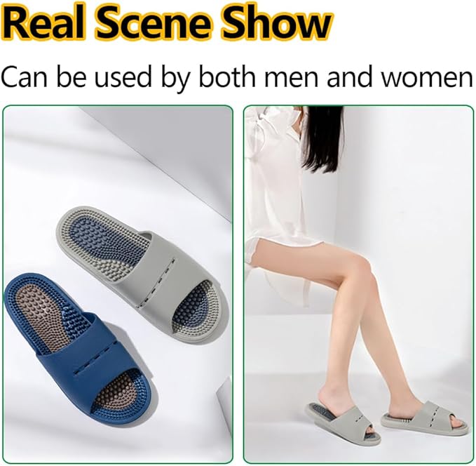 Acupressure Massage Slippers Acupressure Foot Massager Shoes Reflexology Sandals Gift for Men Women Reduce Feet Neuropathy Pain Relief and Tension (Pink,US Women 5-6/men 3.5-4.5)