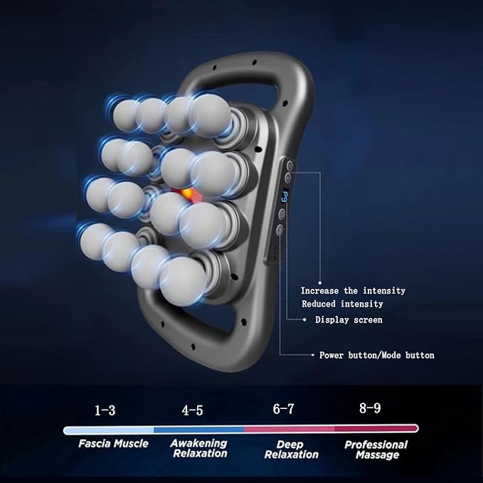 16 Head Massage Gun Deep Tissue, 16 Head Massager 9 Modes 9 Levels, Back Massager for Pain Relief Deep Tissue,Massager for Neck Head Shoulders Legs Foot, Body Muscle Massager Pain Relief