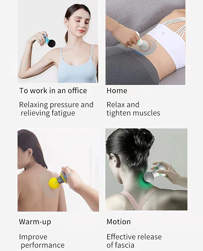 Mini Massage Gun, Portable Mini Massager USB Charging Electric Handheld Personal Massager with 6 Speed Vibration, Deep Tissue Muscle Massager Fascia Gun for Relaxation Muscles Relief Pain (Blue)