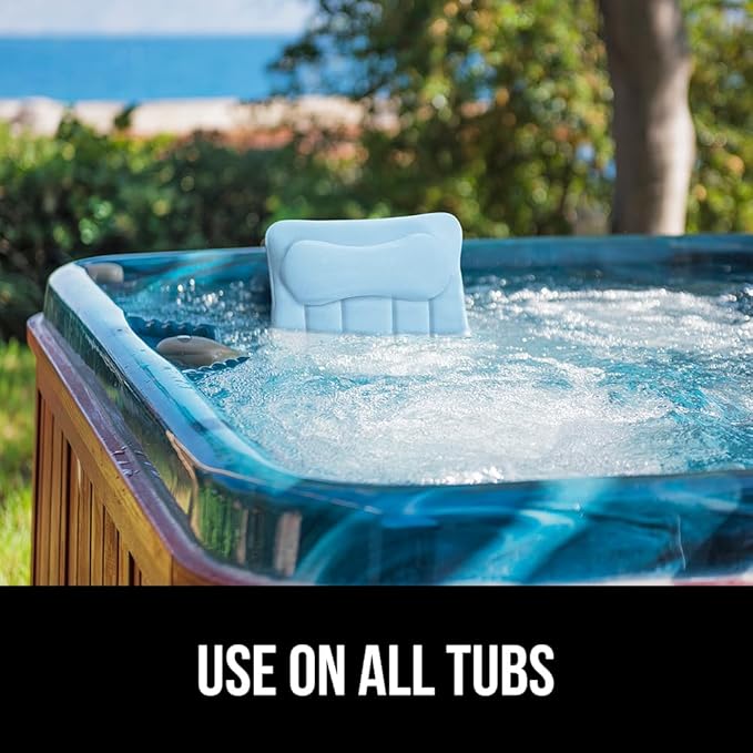 GORILLA GRIP Bath Pillow for Tub, Strong Suction Cups, Headrest with Mesh FlexComfort Technology, Neck, Head and Back Support, Luxury Machine Wash Bathtub Pillows, Spa Essential Accessories, Blue