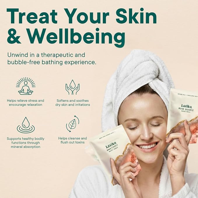 Latika Geode-Inspired Bath Soak Single Pack- Rose Quartz with Essential Oils & Epsom Salt for Stress Relief, Muscle Recovery & Skin Care [1 Pack]