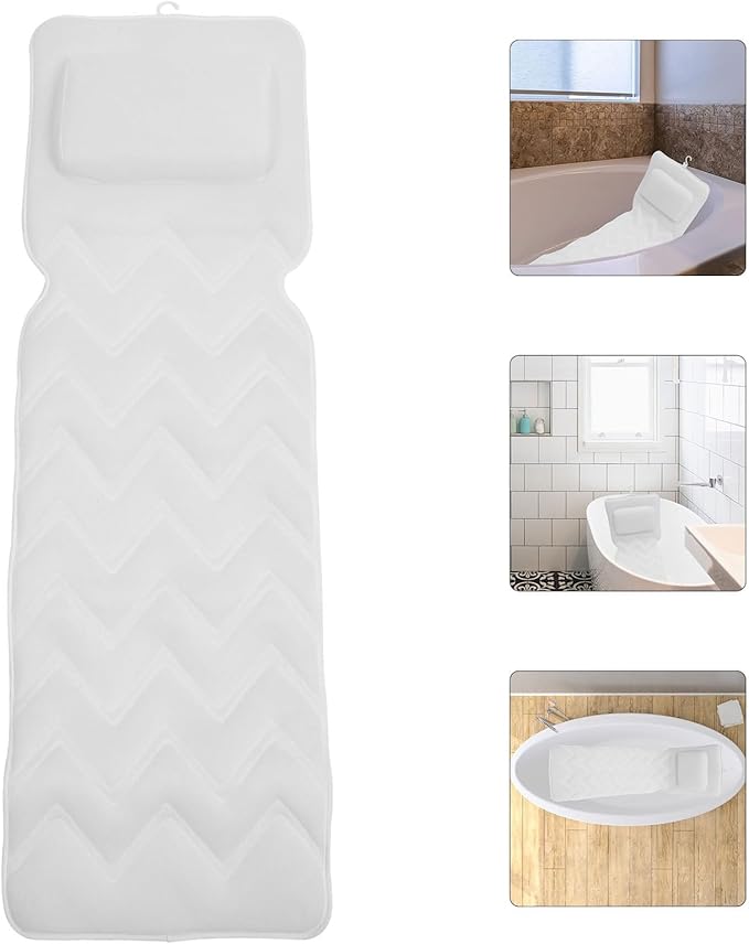 Zerodeko Bathtub Pillow with Suction Cups, Large 3D Breathable Mesh Bath Cushion with Head and Neck Support, Non-Slip Tub Pillow for Relaxing Spa and Bathing