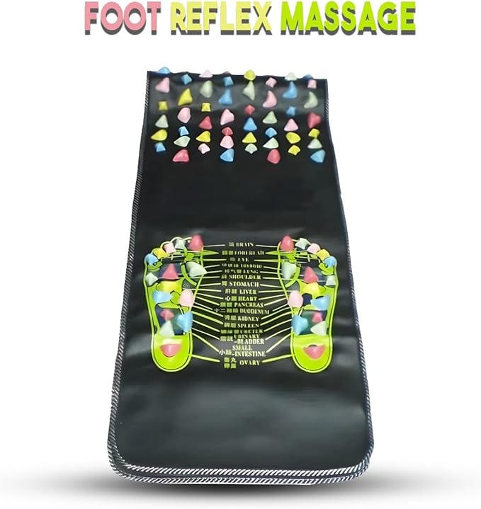 Foot Massage Mat – Reflexology Acupressure Mat with Pressure Point Chart for Stress Relief & Relaxation (68.9 x 13.78 Inches)