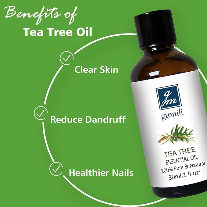 Tea Tree Oil for Skin, Hair, Nails, Face Body Wash, Foot Soak, Spray, 100% Pure Tea Tree Essential Oil - 30ml