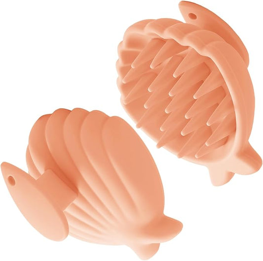 Detangling Silicone Scalp Scrubber Brush, for Wet or Dry Hair, Scalp Brush for Hair Growth and Dandruff Removal,Ergonomic Scalp Massager(Coral Color)
