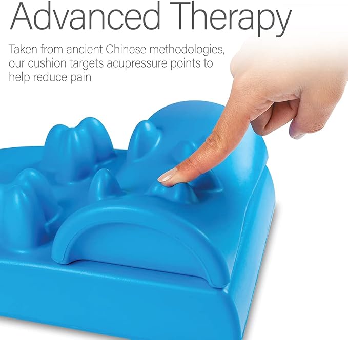 Navy Kanjo Premium Acupressure Mat and Pillow Set for Back Pain Relief & Neck Pain Relief with Carry Bag & Kanjo Flex Height Acupressure Neck Pain Relief Cushion
