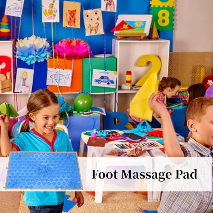 Foot Massage Mat Blood Circulation Tension Release Pad TPE Colorful Foot Acupressure Mat for Home Party Game(Blue)