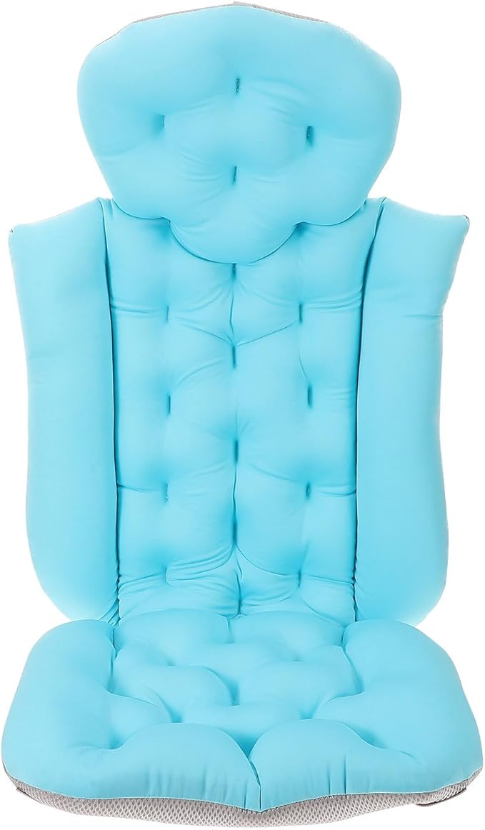 PRETYZOOM Adult Bath Cushion Bath Pillow for Tub with Integrated Small Suction Cups Full-Body Bathtub Mat in Sky Blue for Back and Neck Support