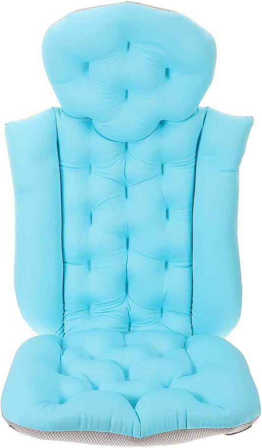 PRETYZOOM Adult Bath Cushion Bath Pillow for Tub with Integrated Small Suction Cups Full-Body Bathtub Mat in Sky Blue for Back and Neck Support