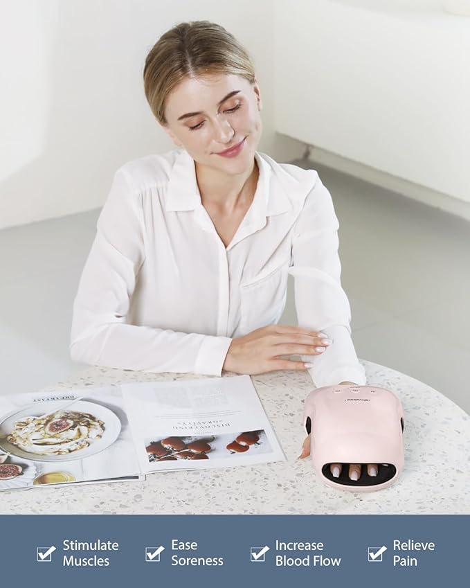 CINCOM Hand Massager - Cordless Hand Massager with Heat and Compression for Arthritis and Carpal Tunnel, Gifts for Women(Pink)