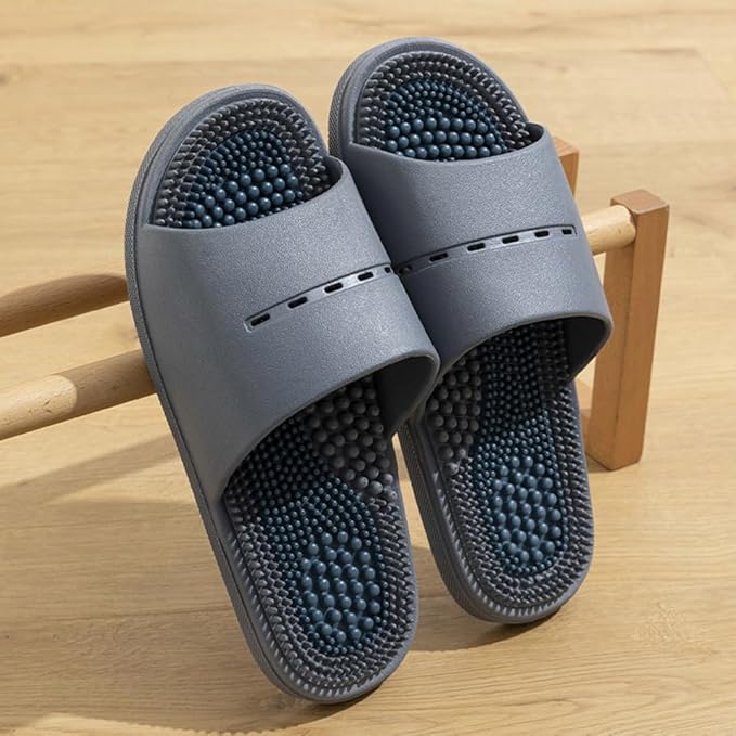 Acupressure Massage Slippers Acupressure Foot Massager Shoes Reflexology Sandals Gift for Men Women Reduce Feet Neuropathy Pain Relief and Tension (Dark Gray,US Women 9.5-10/ Men -8.5)