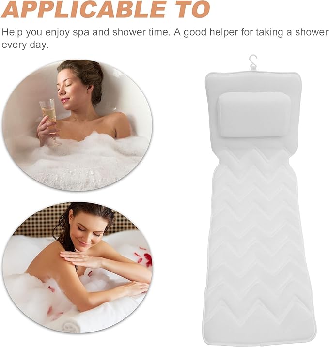 Zerodeko Bathtub Pillow with Suction Cups, Large 3D Breathable Mesh Bath Cushion with Head and Neck Support, Non-Slip Tub Pillow for Relaxing Spa and Bathing