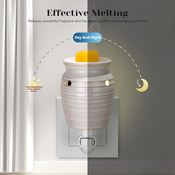 STAR MOON Ceramic Pluggable Wax Melt Warmer, Diffuser for Fragrance Oil, Candle Melter Plug in Wall for Home, Office and Spa, Ideal Gifts, with Two Bulbs