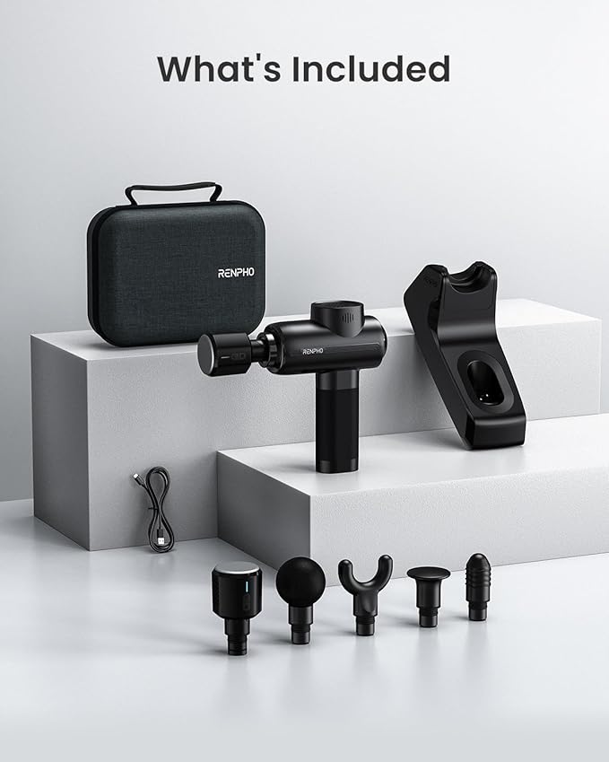 RENPHO Massage Gun Deep Tissue with Charging Stand, Back Massager with Heat and Cold Head, Percussion Body Muscle Masajeador for Athletes Pain Relief, Active Thermacool Deluxe