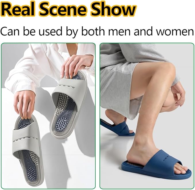 Acupressure Massage Slippers Acupressure Foot Massager Shoes Reflexology Sandals Gift for Men Women Reduce Feet Neuropathy Pain Relief and Tension (Blue2,US women10.5-12/men9-10.5)