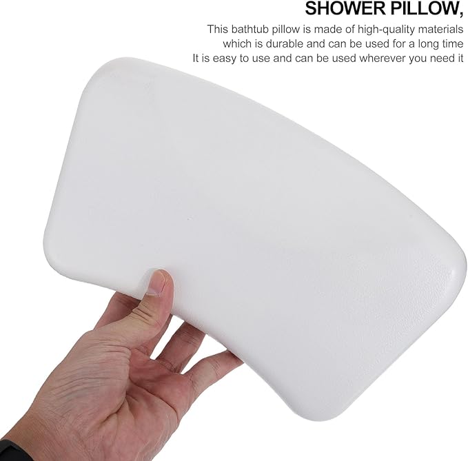 Zerodeko Bathtub Pillow Neck Cushion Soft Pu Spa Bath Pillow White with Suction Cups for Adult Tub Soaking and Home Shower Head Support