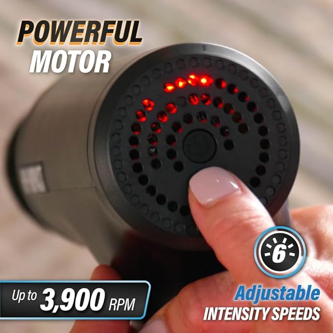 HY Impact Cordless Muscle Massager – Professional Massage Gun with Four Interchangeable Massaging Heads, Portable and Lightweight, Six Intensity Speeds Gives Fast Recovery from Fatigue and Soreness