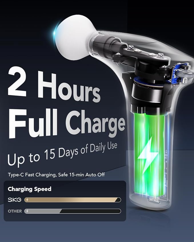 SKG Mini Massage Gun Deep Tissue for Women Men, FSA and HSA Eligible Birthday Gift for Women Men, 10mm Portable Percussion Massage Gun with Carry Bag, Handheld Muscle Massager for Pain Relief, FS700