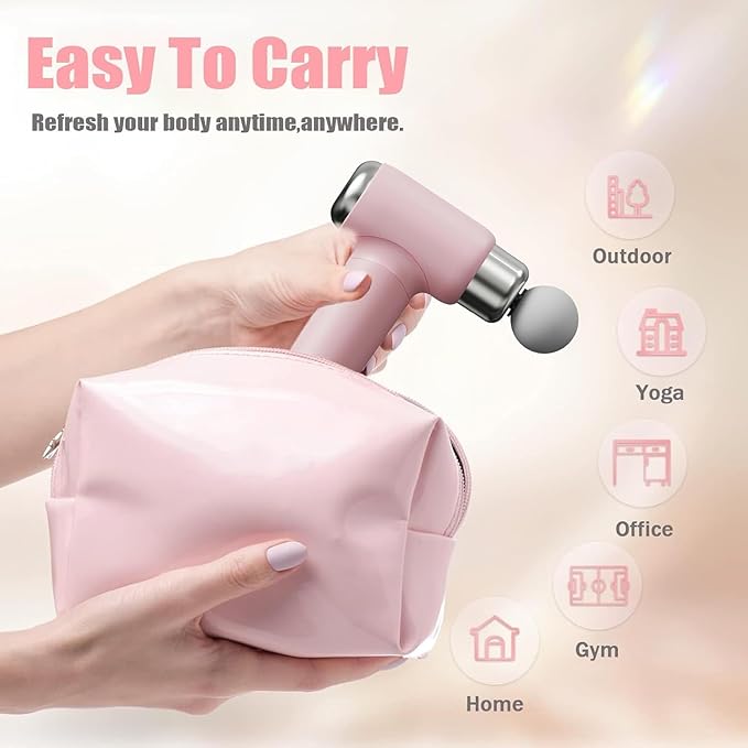 Type-C Charging Mini Massage Gun Handheld Muscle Massager for Muscle Relaxation Percussion Muscle Massager Gifts Toys for Women (Pink)