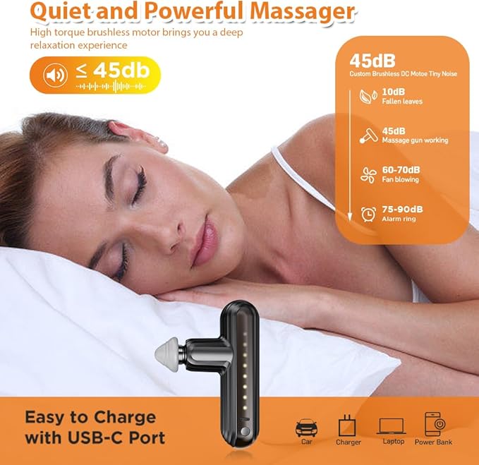 Mini Massage Gun, Pocket-Sized Deep Tissue Massager Gun, Portable Percussion Muscle Massager Gun, Convenient, Easy and Practical, Ultra Small & Quiet Muscle Massage (Dark Grey)