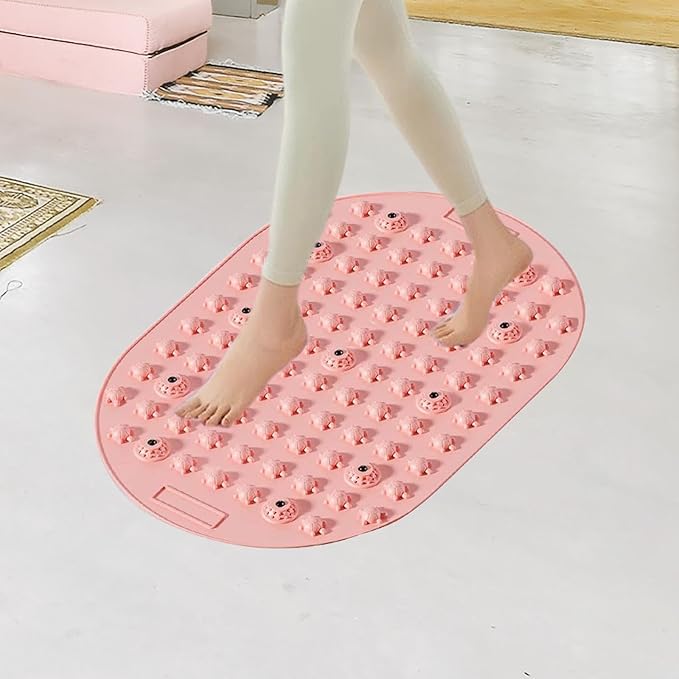 Foot Pressure Point Acupressure Mat Non Slip Standing Pressure Point Mat Feet Massage Pad for Jogging Office Working Fitness, Pink