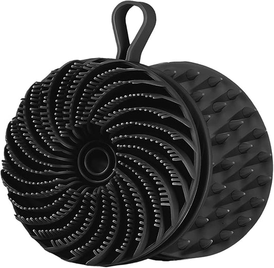 Larger Silicone Body Scrubber&Scalp Massager Hair Growth,Dual Sided Dual-Use,Exfoliating Body Scrubber,Wet&Dry Brush for Hair Massager Scalp,Silicone Shower Scrubber (Black)