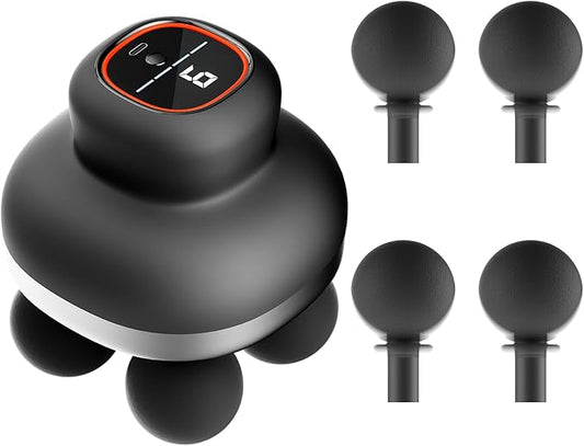 Deep Tissue Massage Gun, Handheld Percussion Muscle Massager with 30 Speed Levels & 4 Heads, Portable Electric Massager Gun for Pain Relief, Quiet Brushless Motor for Back, Neck, Shoulders & Athletes