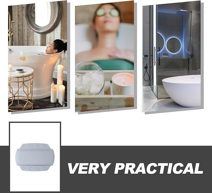 Bathtub Pillow for Neck and Head Support, Medium Size Soft Foam Cushion with Suction Cups, Light Blue Bath Pillow for Tub Soaking at Home and Spa