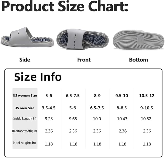 Acupressure Massage Slippers Acupressure Foot Massager Shoes Reflexology Sandals Gift for Men Women Reduce Feet Neuropathy Pain Relief and Tension (Black,US Women 8-9/ Men 6.5-7.5)