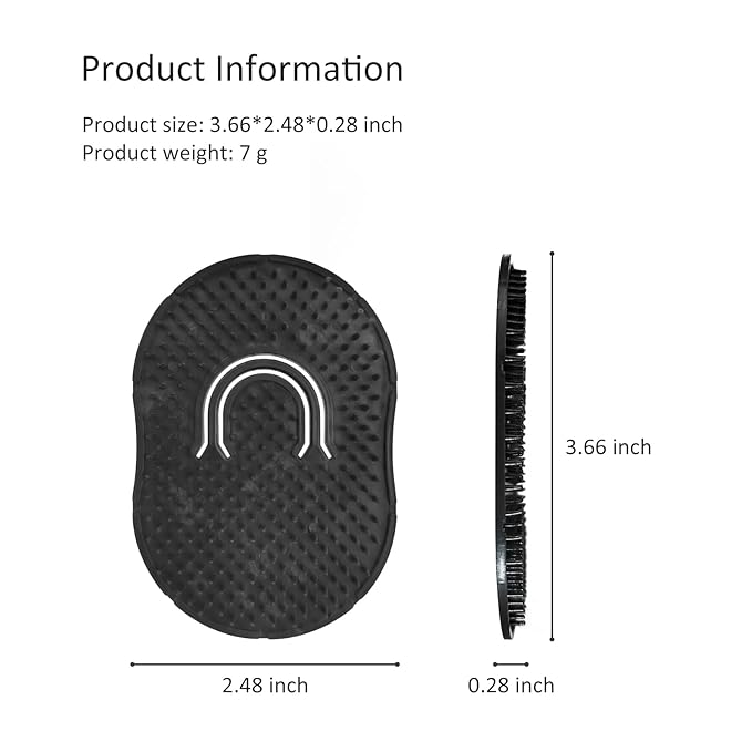 4-Pack Pocket Palm Combs – Versatile Shampoo and Massage Hair Brush Combs, Scalp Massager, Wave Brush for All Hair Types, Portable, Durable (Black)