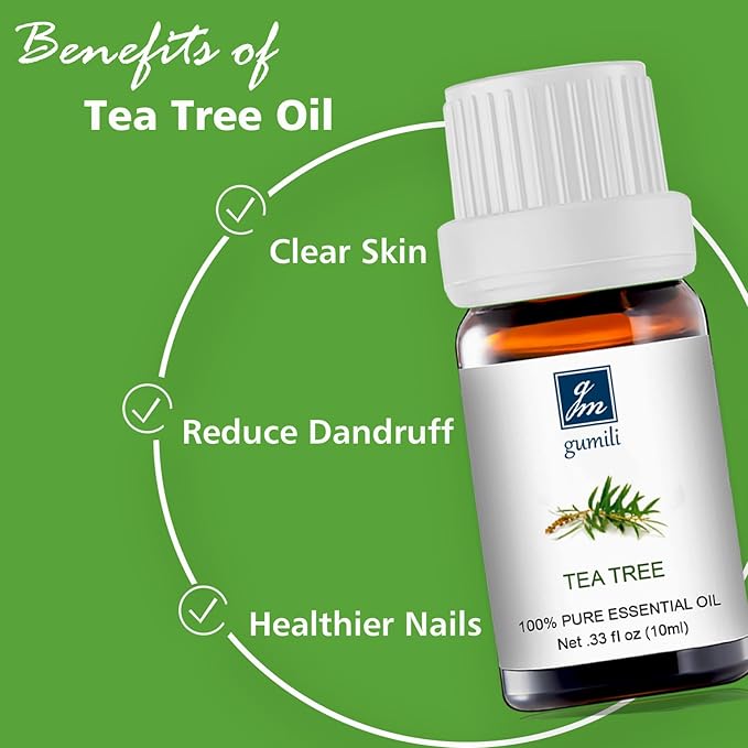 Tea Tree Essential Qil 10ml-100% Pure Tea Tree Oil for Skin, Hair, Face, Nails, Scalp & Foot Soak-Natural Aromatherapy & Toenail Care
