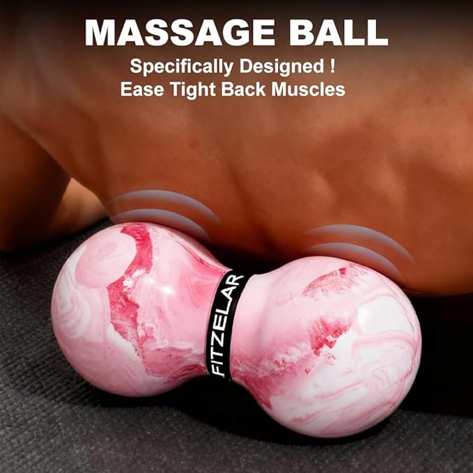 Double Lacrosse Massage Ball for Myofascial Release, SGS Certification, Massage Deep Tissue for Waist Back Feet, Trigger Point Therapy, Muscle Knots, Peanut Massage Ball for Muscle Pain