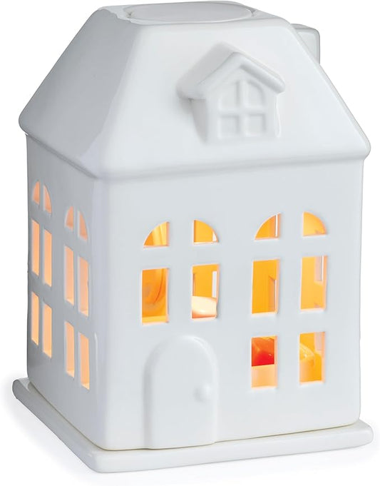 Candle Warmers Etc. Porcelain House Canopy Fragrance Warmer – Use with Any Wax Melts