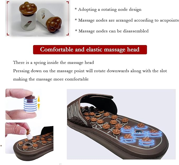 Acupressure Sandals,Acupressure Foot Massager with Anti-Slip Sole,Plantar Fasciitis Relief with Imitate Person Rotation Finger Pressure (Brown, XL-Men(9-10.5))