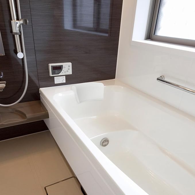 VALICLUD Bath Pillow for Tub with Suction Cups, Pu Bathtub Cushion Neck and Head Support, White Relaxation Bath Pillow for Adult Home Shower