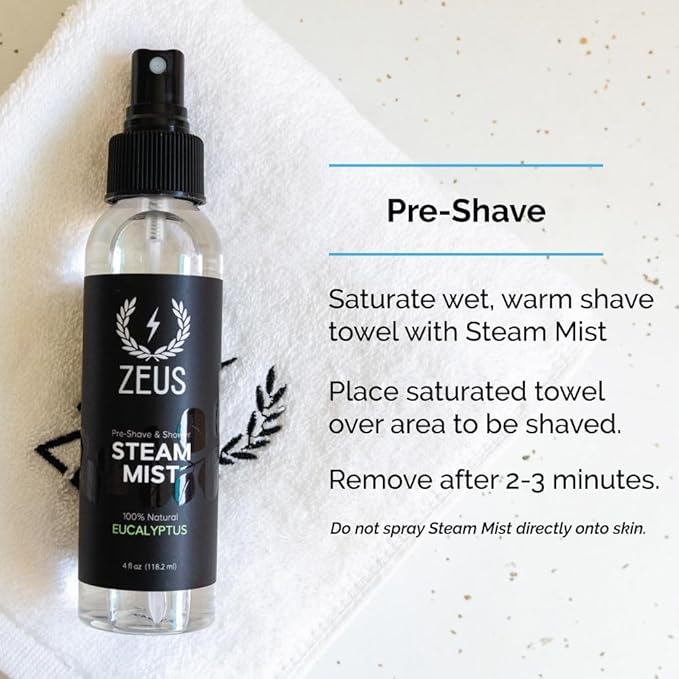 ZEUS 100% Natural Eucalyptus Oil Steam Mist, Aromatherapy Spray for Shower, Sauna, Bath & Pre-Shave, Nasal Relief & Spa-Inspired Wellness (Made in USA) 2 PACK