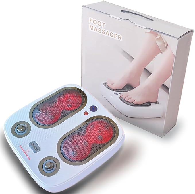 DR. WELL Shiatsu Foot Massager with Warm and Vibration, Deep Acupressure Electric Foot Massager for Plantar Fasciitis, Neuropathy. Suitable for Home and Under-Desk use.
