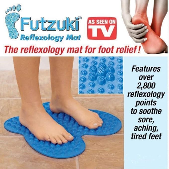 AS SEEN ON TV NEW :Futzuki Reflexology Mat Foot massager acupressure pain & Relieve stress treatment (Blue)