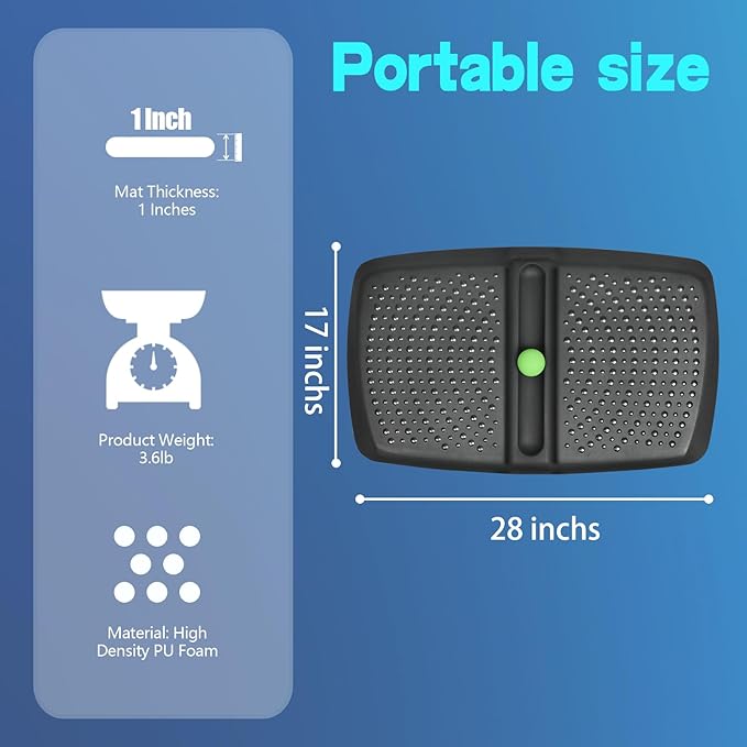 1 inch Thick Anti Fatigue Kitchen Mat Standing Mat with Massage Ball, Non Slip Standing Desk Mat with Massage Point, Multi-Purpose Comfort Floor Mat for Feet, Office, Home (Black, 17"x28"x1")