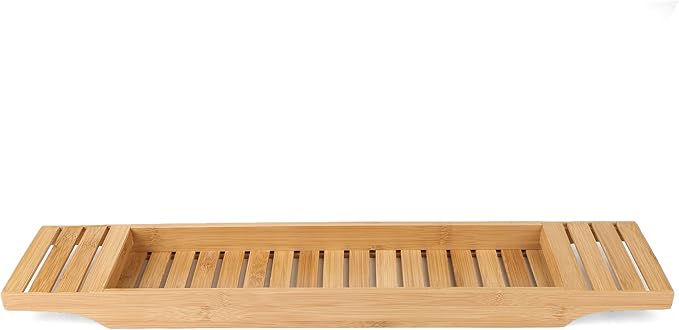 Mind Reader Bathtub Tray, Shower Organizer, Bathroom Accessory, Wood Tray, Rayon from Bamboo, 27.5" L x 5.75" Wx 1.75" H, Brown