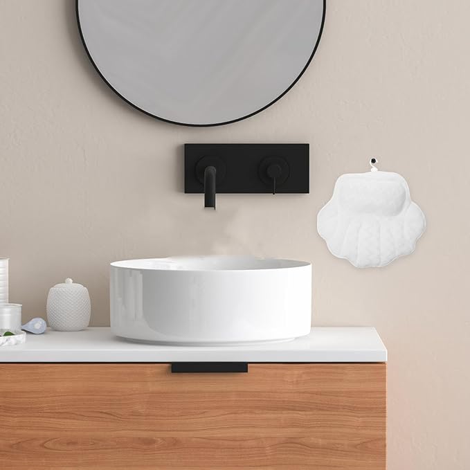 TEHAUX Bathtub Pillow with Suction Cups Non-Slip Bath Tub Head Pillow for Neck and Back Support for Relaxing Soak