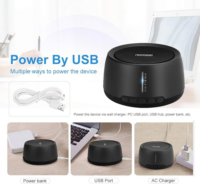 Sound Machine for Office Privacy, White Noise Machine for Sleeping Adults with 30 Non-Looping HiFi Soothing Sound, Memory Function and Timer Sound Machine for Adult Kid Home Office Travel