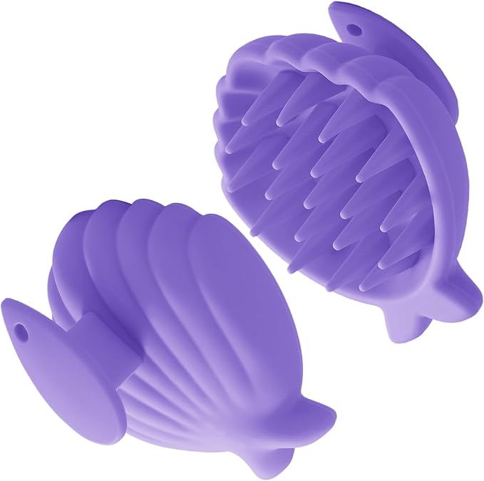 Detangling Silicone Scalp Scrubber Brush, for Wet or Dry Hair, Scalp Brush for Hair Growth and Dandruff Removal,Ergonomic Scalp Massager（Purple）