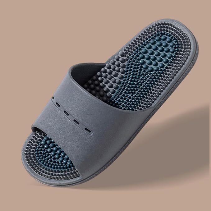 Acupressure Massage Slippers Acupressure Foot Massager Shoes Reflexology Sandals Gift for Men Women Reduce Feet Neuropathy Pain Relief and Tension (Dark Gray,US Women 8-9/ Men 6.5-7.5)