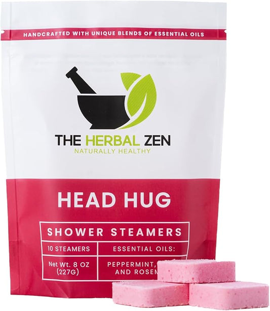 Head Hug Shower Steamers Aromatherapy for Relief - USA Made Valentines Day Gift for Her and Him - Peppermint & Rosemary Shower Bomb Tablets – Soothing Natural Essential Oils (10 Pack)