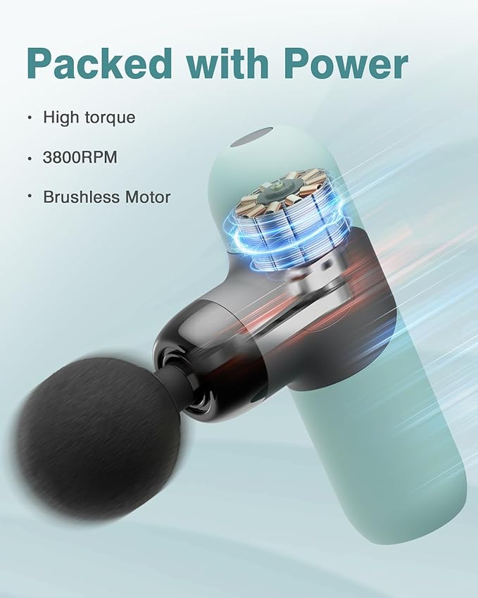 Morelax Mini Massage Gun Portable Deep Tissue Muscle Percussion Massager, Electric Handheld Sport Massager with 6 Massage Heads 4 Speed, Best Gift (Blue)