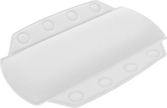 Veemoon Bath Pillow for Tub with Suction Cups, Medium White Foam Bathtub Neck Support Cushion for Relaxing Spa, Hotel and Home Bath Tub Headrest