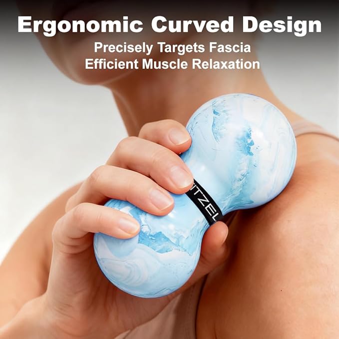 Double Lacrosse Massage Ball for Myofascial Release, SGS Certification, Massage Deep Tissue for Waist Back Feet, Trigger Point Therapy, Muscle Knots, Peanut Massage Ball for Muscle Pain