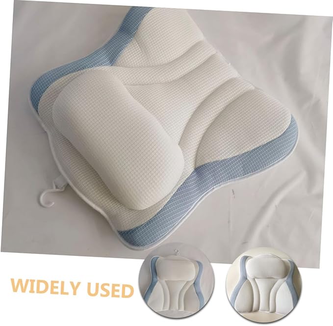Zerodeko Bathtub Pillow with Suction Cups, Mesh Spa Neck Support Cushion 48x42x10cm, Non-Slip Breathable Bath Pillow for Soaking Tub Relaxation